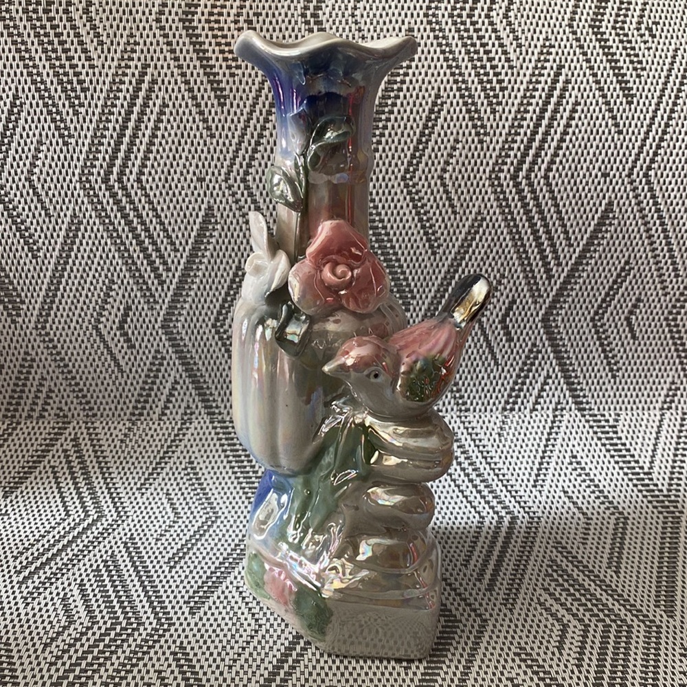Vintage bird & flower vase - Picture 3 of 8
